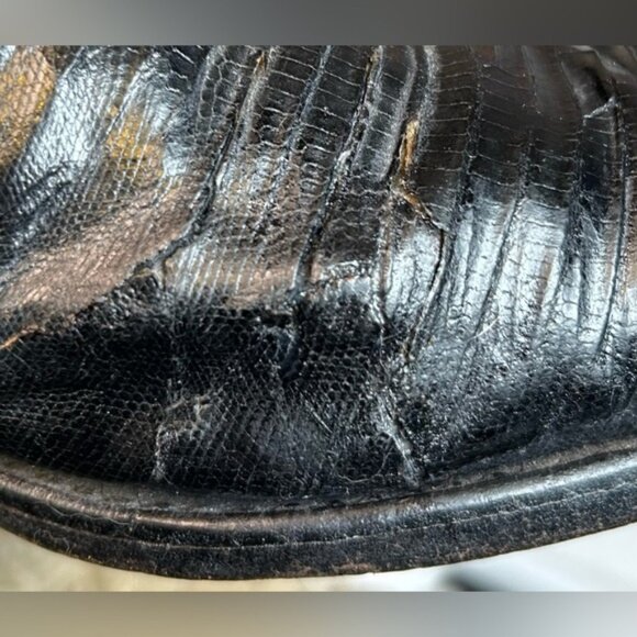 Vintage Tony Lama Mens Black Leather Teju Lizard Cowboy Western Boots~10~ - Picture 7 of 10